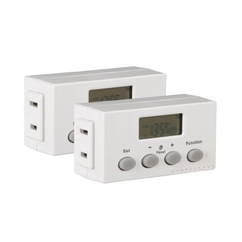 1-Outlet Digital Bar Timer - 2 Pack, White