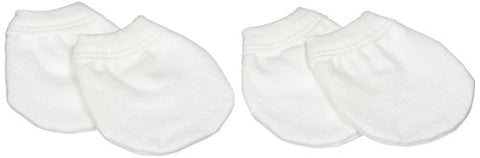 No-Scratch Mittens Flannel 2-Pack - White