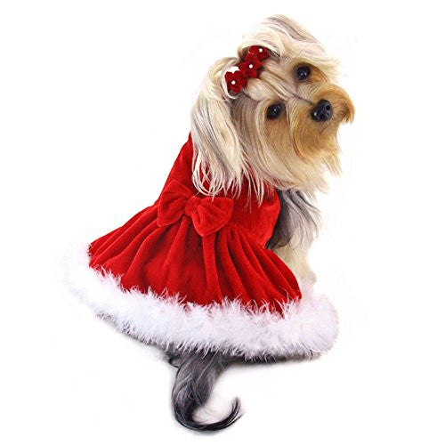 Elegant Christmas Dress with Furry Trims, M