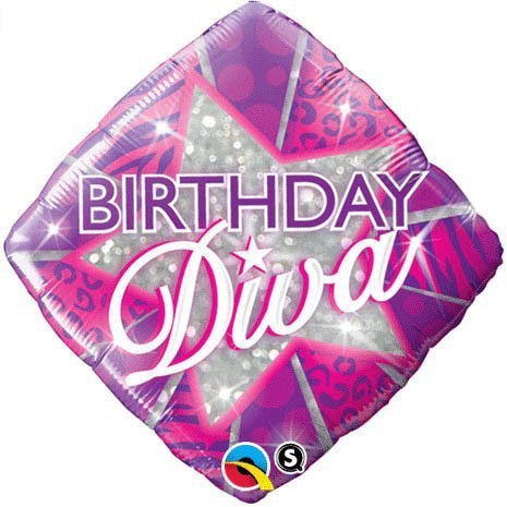 18" Bday Diva Foil - Pkg