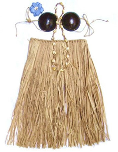 Hawaiian Grass Skirt Set Coconut Bra Top Natural Toddler