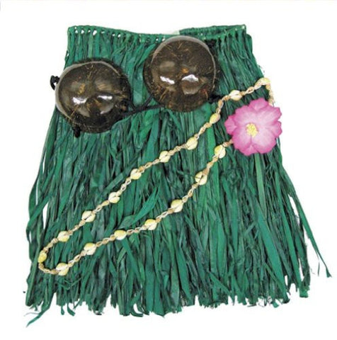 Green Hula Grass Skirt Set with Coconut Top- Toddler