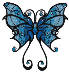 Blue Tribal Butterfly - Iron On and Sew On Patch