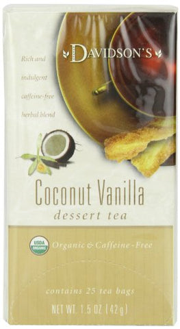 Davidson's Organics Coconut Vanilla, Box of 25 individually wra[pped Tea Bags