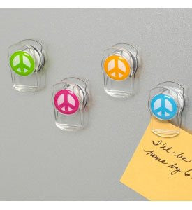 Peace Magnetic Clips 4/Card, Assorted Colors