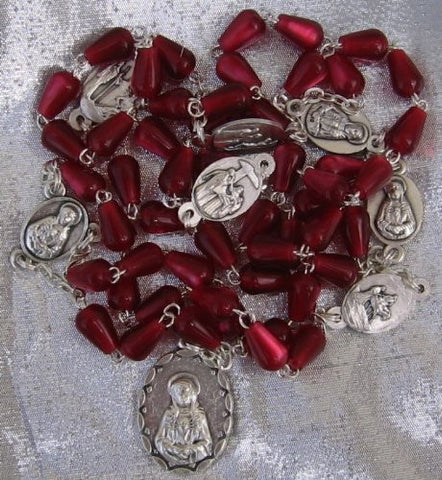 Red Teardrop 7 Sorrows Chaplet, 23"