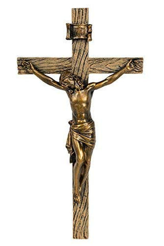 Joseph Studio 8.5" Antique Gold Crucifix, 8.125"H x 4.25"W x 1"D
