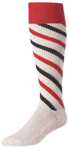 Candy Stripe -Striped Over-Calf, Tube, Scarlet-Black-White, Large