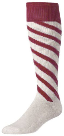 Candy Stripe -Striped Over-Calf, Tube, Maroon-Maroon-White, Large
