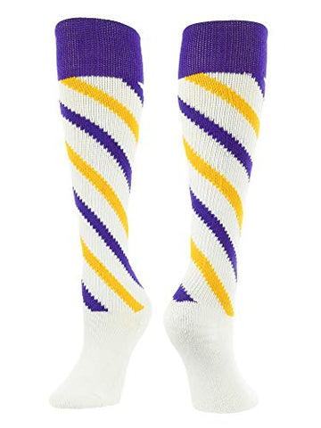 Candy Stripe -Striped Over-Calf, Tube, Purple-Gold-White, Medium