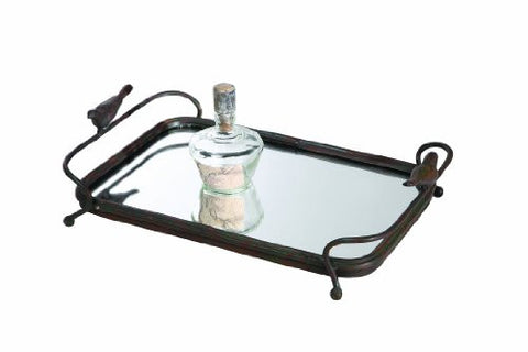 15-3/4"L Metal Mirrored Tray w/ Bird Handles