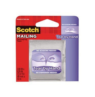 Scotch Packaging Tape Tear By Hand 1.88 In. X 629 In. Clear