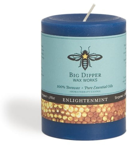 Beeswax Aromatherapy Pillars 3" x 3.5", Enlightenmint