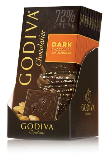 Godiva-Tab-72% Dk Choco w/ Almonds 3.5oz