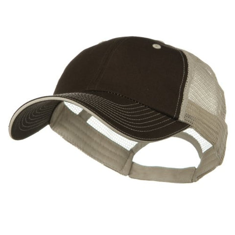 e4Hats, Big Size Garment Washed Cotton Twill Mesh Cap - Brown Beige ( fitting from XL to 3XL)