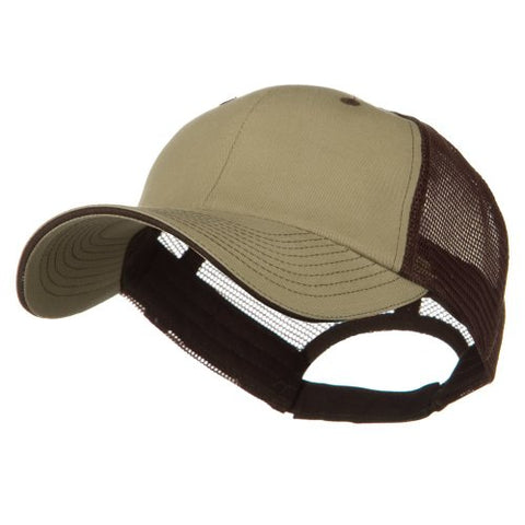 e4Hats, Big Size Garment Washed Cotton Twill Mesh Cap - Khaki Brown (fitting from XL to 3XL)