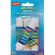 Staples Washable Glue Sticks, Clear, .28 oz., 4/Pk