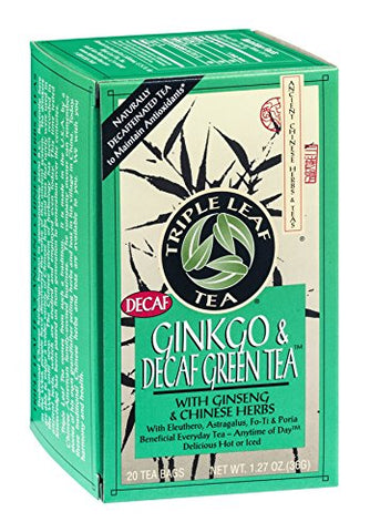 Triple Leaf Tea - 20 bag Ginkgo & Decaf Green Tea