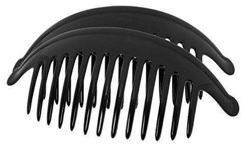Belle Large Interlocking Comb Pair - Black