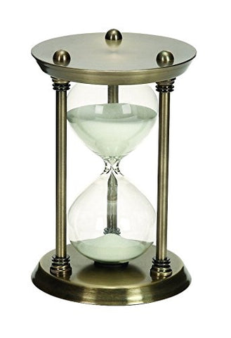 Metal Glass 30 Minutes Hourglass 9"H, 6"W