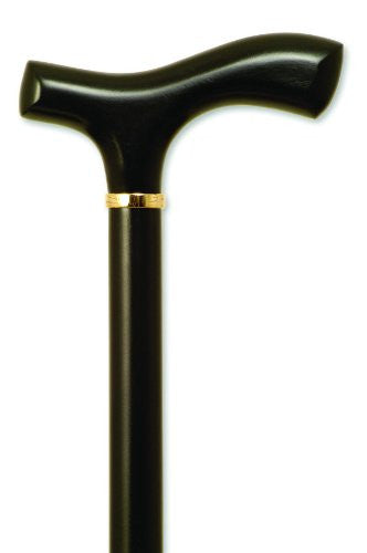 Wood Cane With Fritz Handle and Collar, Black Stain