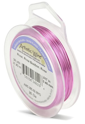 Artistic Wire, 26 Gauge (.41mm), Silver Plated, Rose, 30 yd (27.4 m)