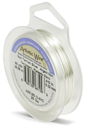 Artistic Wire, 28 Gauge (.32mm), Silver Plated, Tarnish Resistant Silver, 40 yd (36.5m