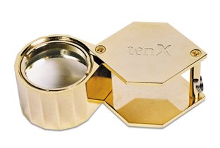LARGE 10X GOLD HEX LOUPE 21.5MM