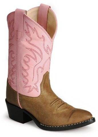 Children Western Boots - Tan Canyon Foot / Pink Shaft - 2 D