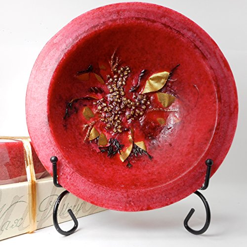 Cranberry Spice, Bowl, 7" and Regular Wax Pottery Bowl Stand, Black (for 7" wax bowls)