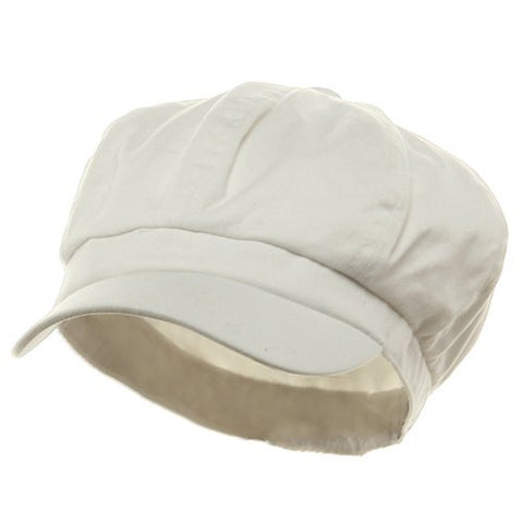 SS/Hat, Cotton Elastic Newsboy Cap-White (XS-S)