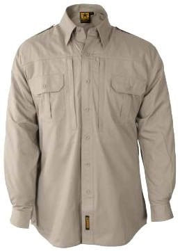 Men's Tactical Shirt - Long Sleeve - Khaki, XL-Regular