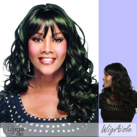 20” Long Shag With Loose Body Curl Ends & Full Bang - Jet Black