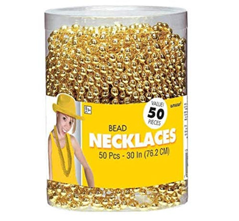 Bead Necklaces, 50ct, 30in, Gold