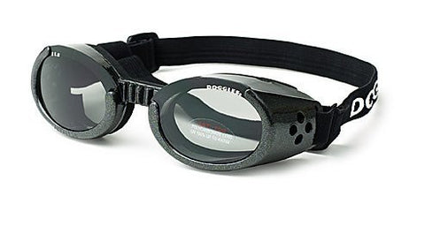 Metallic Black ILS Doggles with Light Smoke Lens - X-Small
