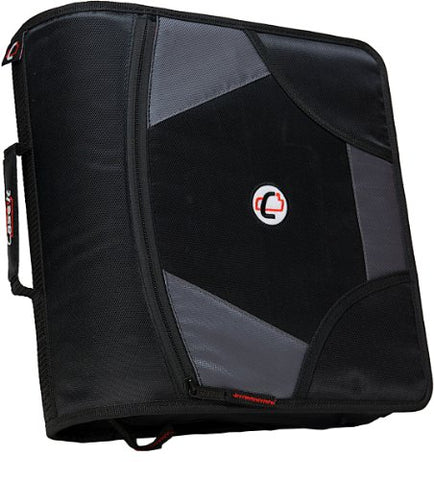 Case-it King Sized Zip Tab 4-Inch D-Ring Zipper Binder, Black