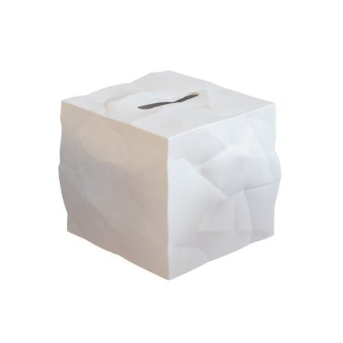 Crinkle Cube Tissue Holder, White