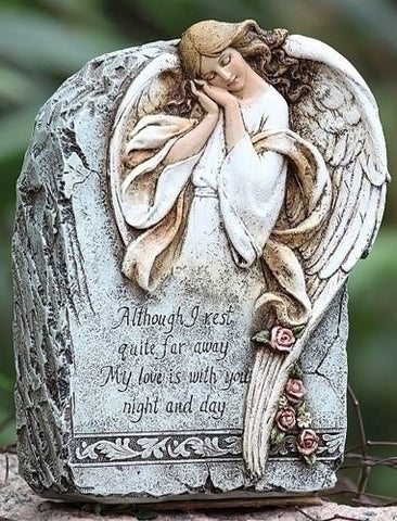 9" MEMORIAL ANGEL GARDEN STONE JOSEPH'S STUDIO