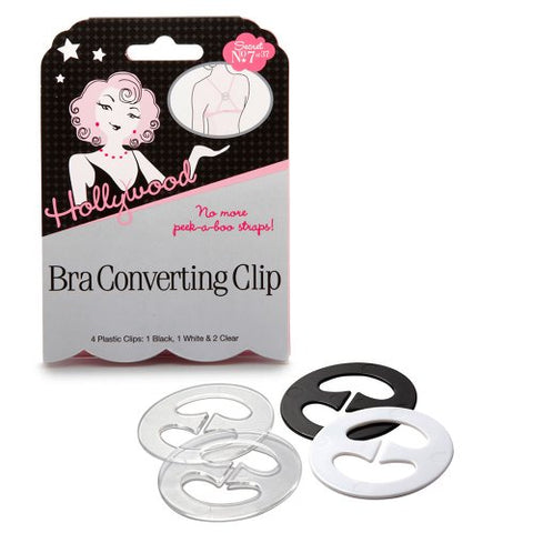 Hollywood Bra Converting Clip 4 Plastic Clips: 1 Black + 1 White + 2 Clear