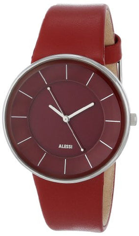 Wrist Watch with Strap in Leather and Case in Steel, Red,  1¼ in.