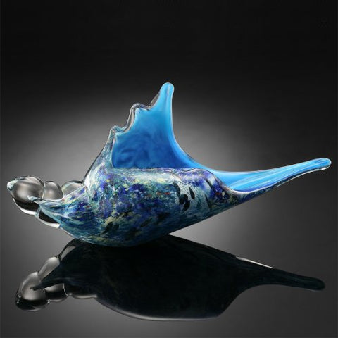Art Glass Blue Murex Shell 6"H 11"W 4"D GLASS 2.5lbs
