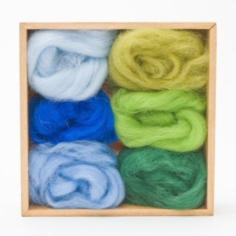 Multi-color Wool Roving Pack - Forest and Sky