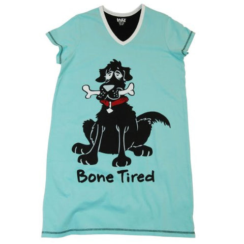 Lazy One V-Neck Nightshirts, Bone Tired, S - M