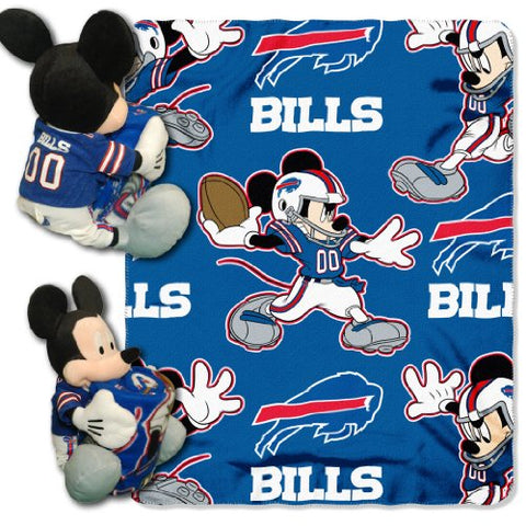 Buffalo Bills NFL Mickey Hugger 14" and Fleece Throw Set 40” x 50”