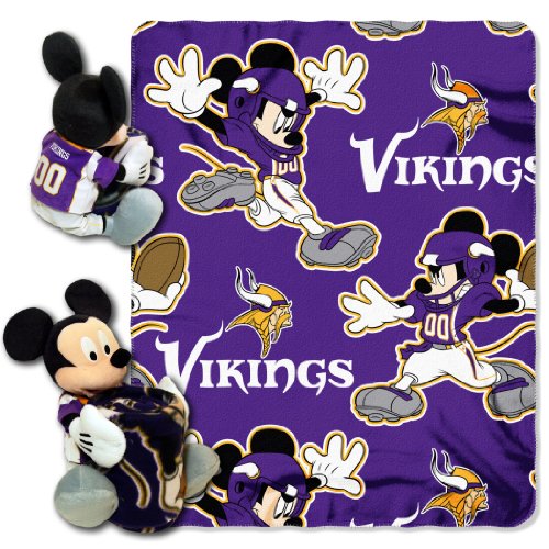 Minnesota Vikings NFL Mickey Hugger 14" and Fleece Throw Set 40” x 50”