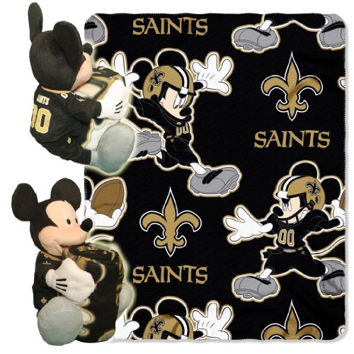 New Orleans Saints NFL Mickey Hugger 14" and Fleece Throw Set 40” x 50”
