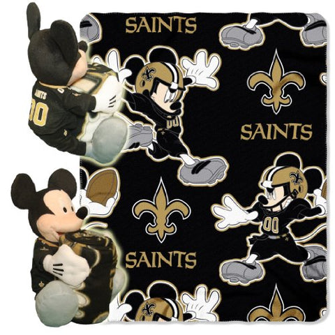 New Orleans Saints NFL Mickey Hugger 14" and Fleece Throw Set 40” x 50”