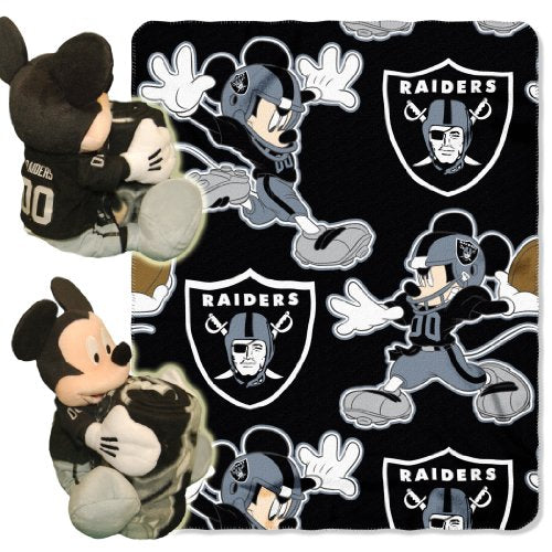 Oakland Raiders NFL Mickey Hugger 14" and Fleece Throw Set 40” x 50”