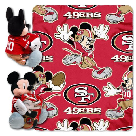 San Francisco 49ers NFL Mickey Hugger 14" and Fleece Throw Set 40” x 50”