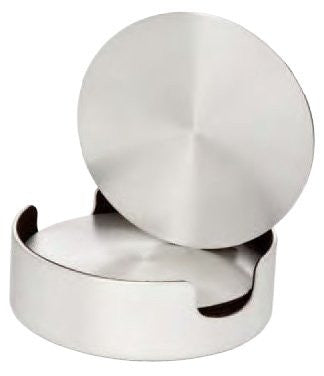 Aluminum Coasters, Cushioned Base with Holder- Set of 4